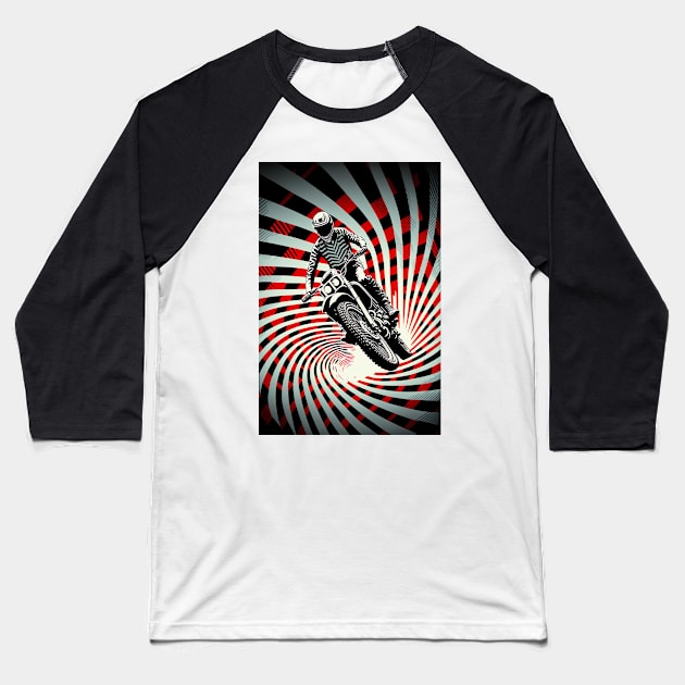 Dirt bike stunt - cool graphic with lines Baseball T-Shirt by KoolArtDistrict